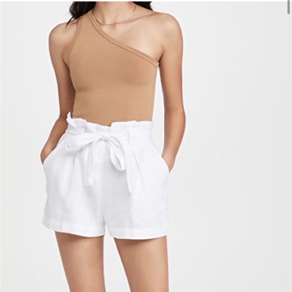 L’Agence Hillary Linen Paperbag Shorts Blanc 32 White